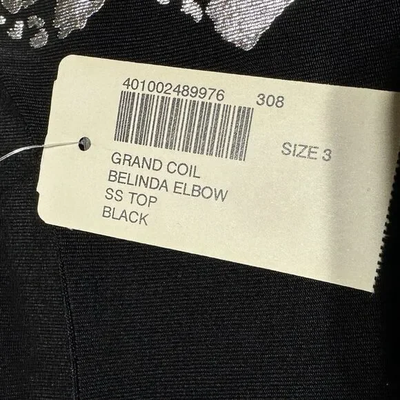 Chicos Travelers 3 Slinky Belinda Top Black Silver Liquid Knit Women US XL NWT - Picture 6 of 8